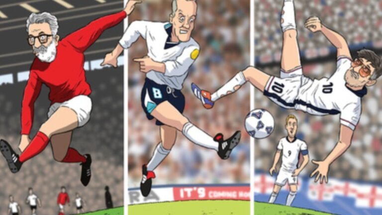 Baddiel, Skinner & Lightning Seeds. 'Three Lions' 2026 cover artwork. David Squires