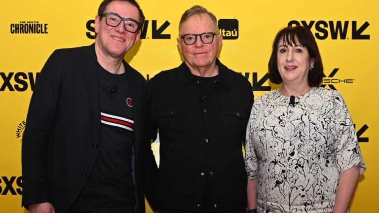 New Order. Stephen Morris, Bernard Summer, and Gillian Gilbert of  at Austin Convention Center on March 15, 2023 in Austin, Texas. (by Amanda Stronza/Getty for SXSW)