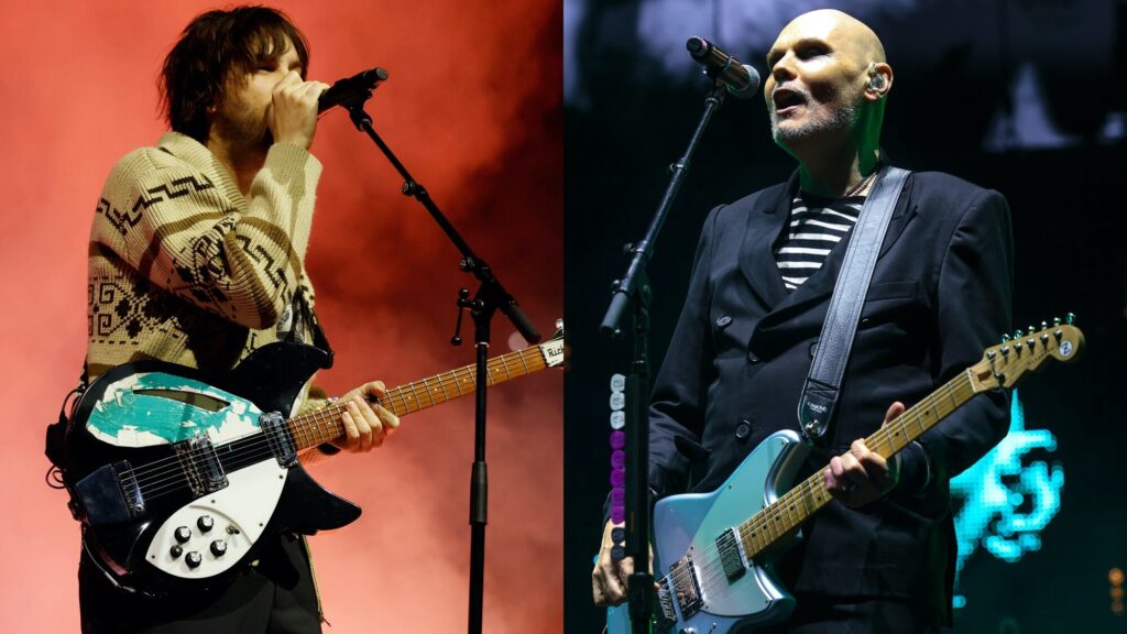 Tame Impala. 's Kevin Parker, and Smashing Pumpkins' Billy Corgan perform live. Kevin Mazur/Getty (L), Frazer Harrison/Getty (R)