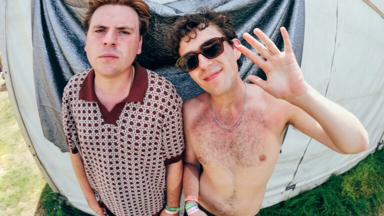 Shame. Eddie Green and Charlie Steen of at Glastonbury 2023, by Andy Ford
