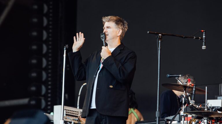 LCD Soundsystem. James Murphy of  live at Glastonbury 2024, by Andy Ford